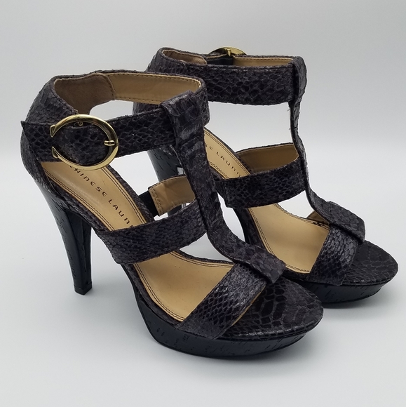 Chinese Laundry Gray Platform Heeled Sandals 8.5 M - Picture 10 of 11